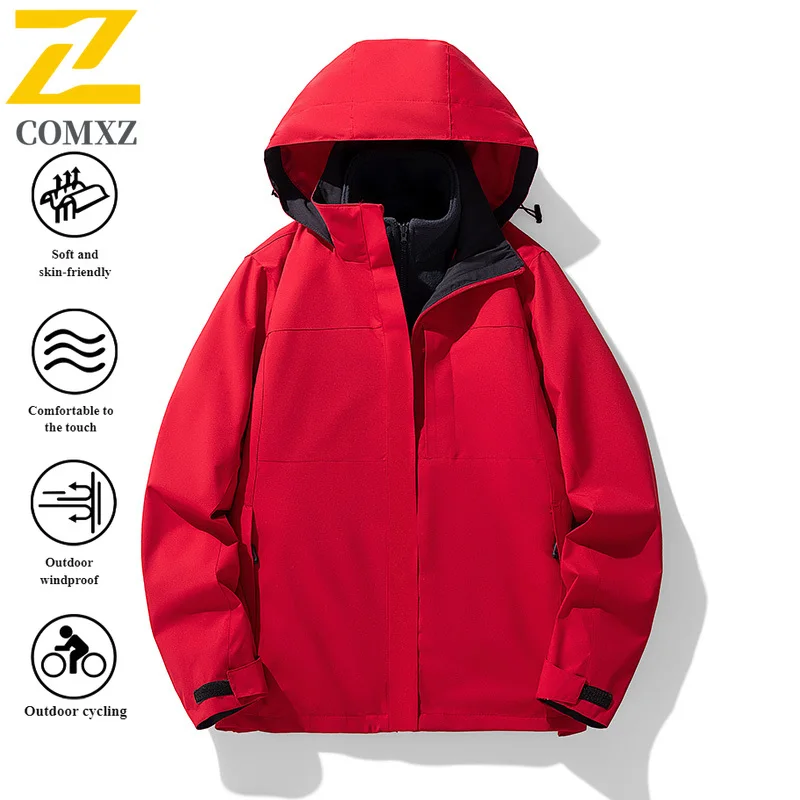 EiAO Windbreaker 3-in-1 Detachable Waterproof Men's Women's Winter Hiking Jacket Thermal Windproof Outdoor Travel Camping Coat