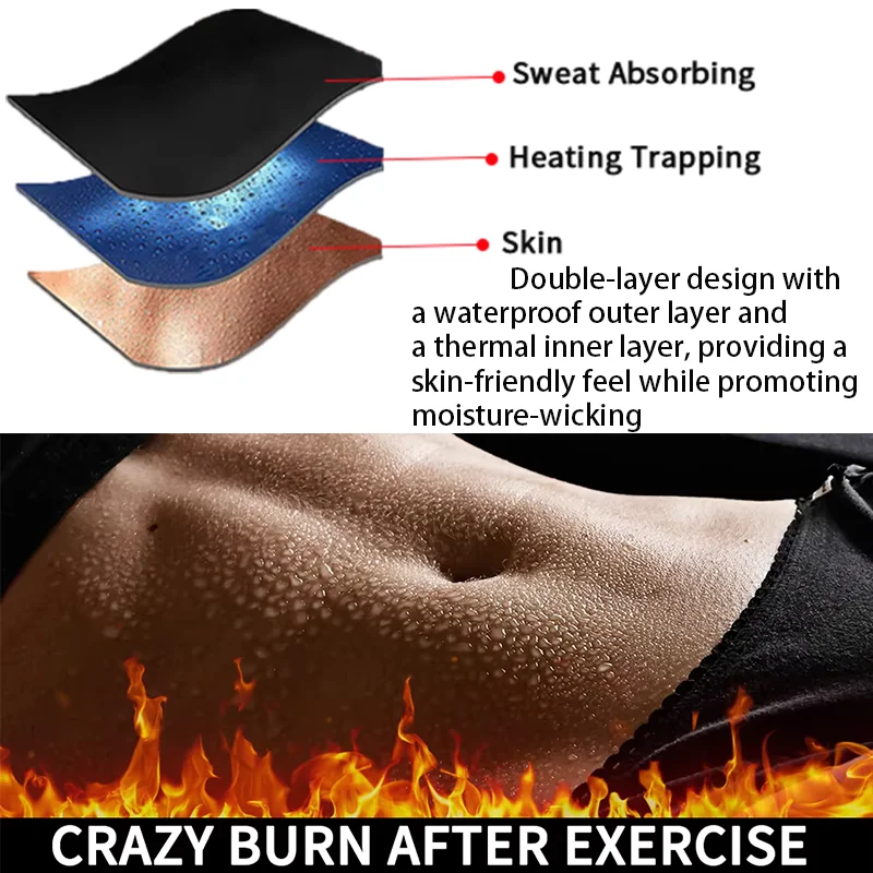 Men Sauna Sweat Vest Heat Trapping Compression Waist Trainer Shirt Gym Sauna Suit Workout Slimming Body Shaper Tummy Control Top