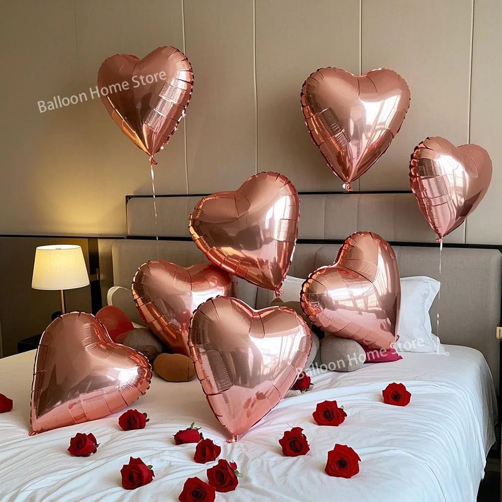 5/10/20 stücke Rose Gold Herz Folien Ballons Aufblasbare Helium Ballon DIY Geburtstag Party Ornamente Valentinstag hochzeit Party