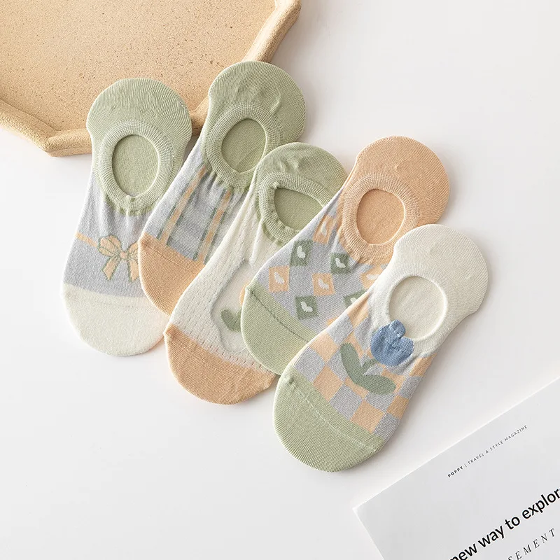

Cartoon Silicone Anti-slip Summer Women Invisible No Show Socks Boat Socks Women Girls Sweet Cute Low Cute Ankle Socks Slippers