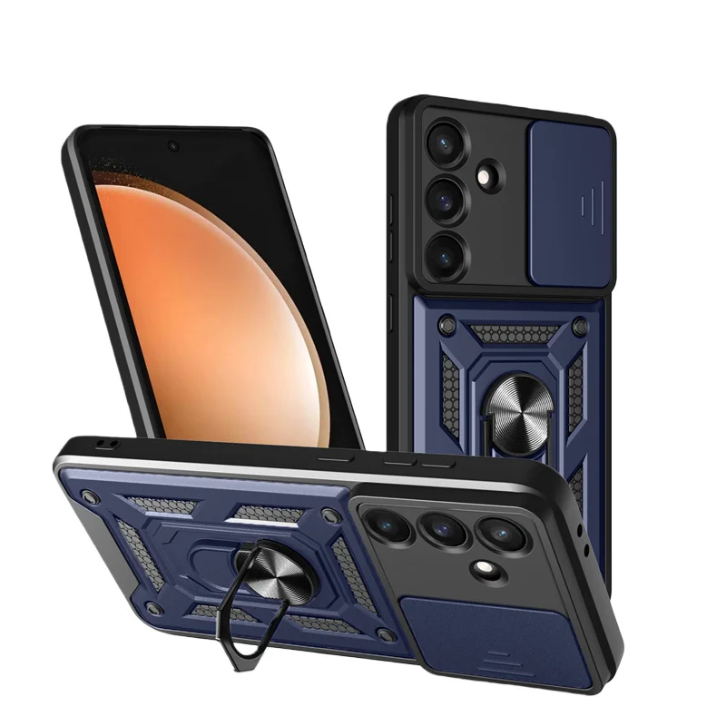 Slide Lens Protection Armor Case with Car Magnetic Bracket - Durable Protective Cover