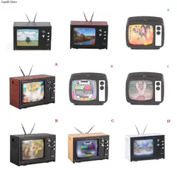1:12 Dollhouse Vintage Old Style Miniature Television TV With Picture Doll House Furniture Living Room Bedroom Decor Model Toy