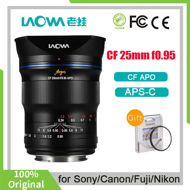 Venus Optics Laowa Argus 25Mm F0.95 Cf Apo Aps-C Obiettivo Della Fotocamera Per Sony E Nikon Z Canon R Fuji X Canon Ef-M Mount Fotocamere