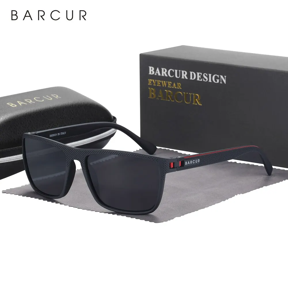 BARCUR Design TR90 Sunglasses Men Polarized Light Weight Sports Sun Glasses Women Eyewear Accessory Oculos UVAB Protection images - 6