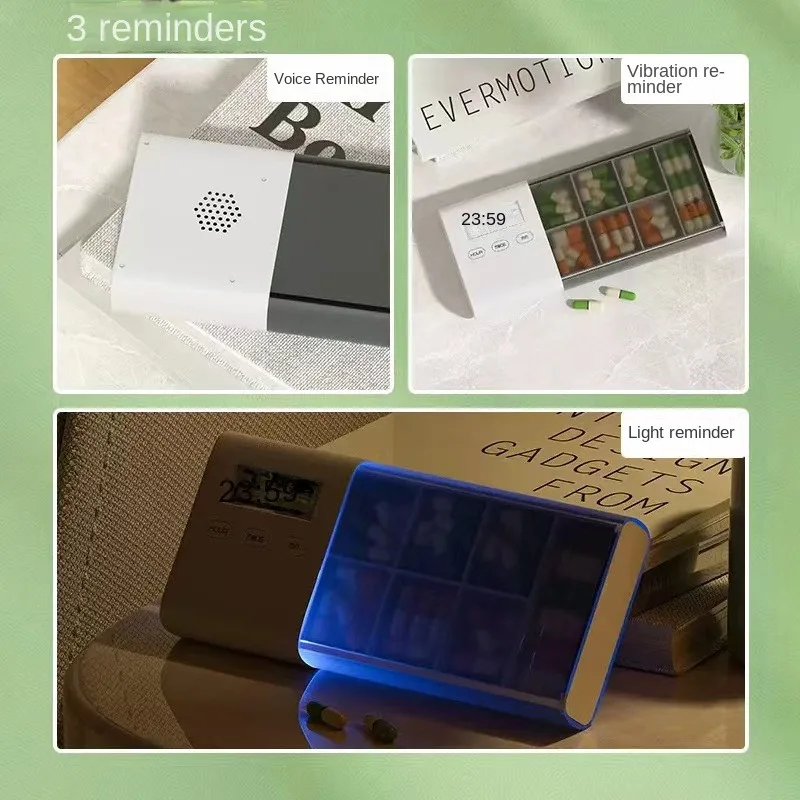

Smart electronic pill box, pill box, timing alarm clock, small pill box, timer, medicine reminder, portable electronic pill box