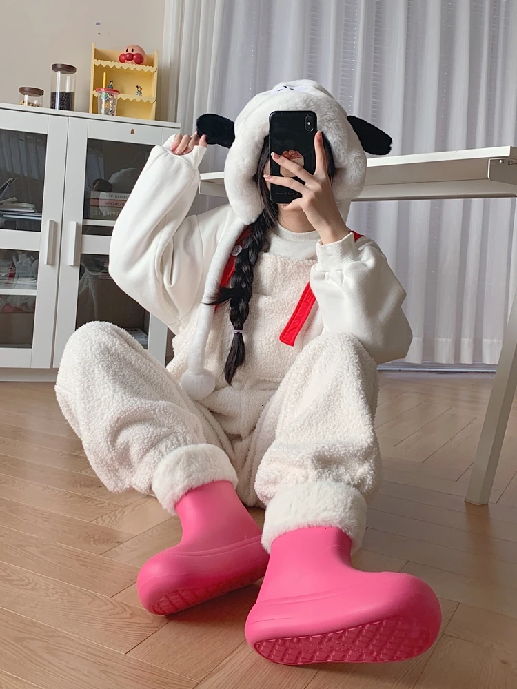 Casual And Versatile Winter Outdoor Snow Boots Women Rain Boots Fashion Plush Boys' Girls' Baby Boots Waterproof Boots