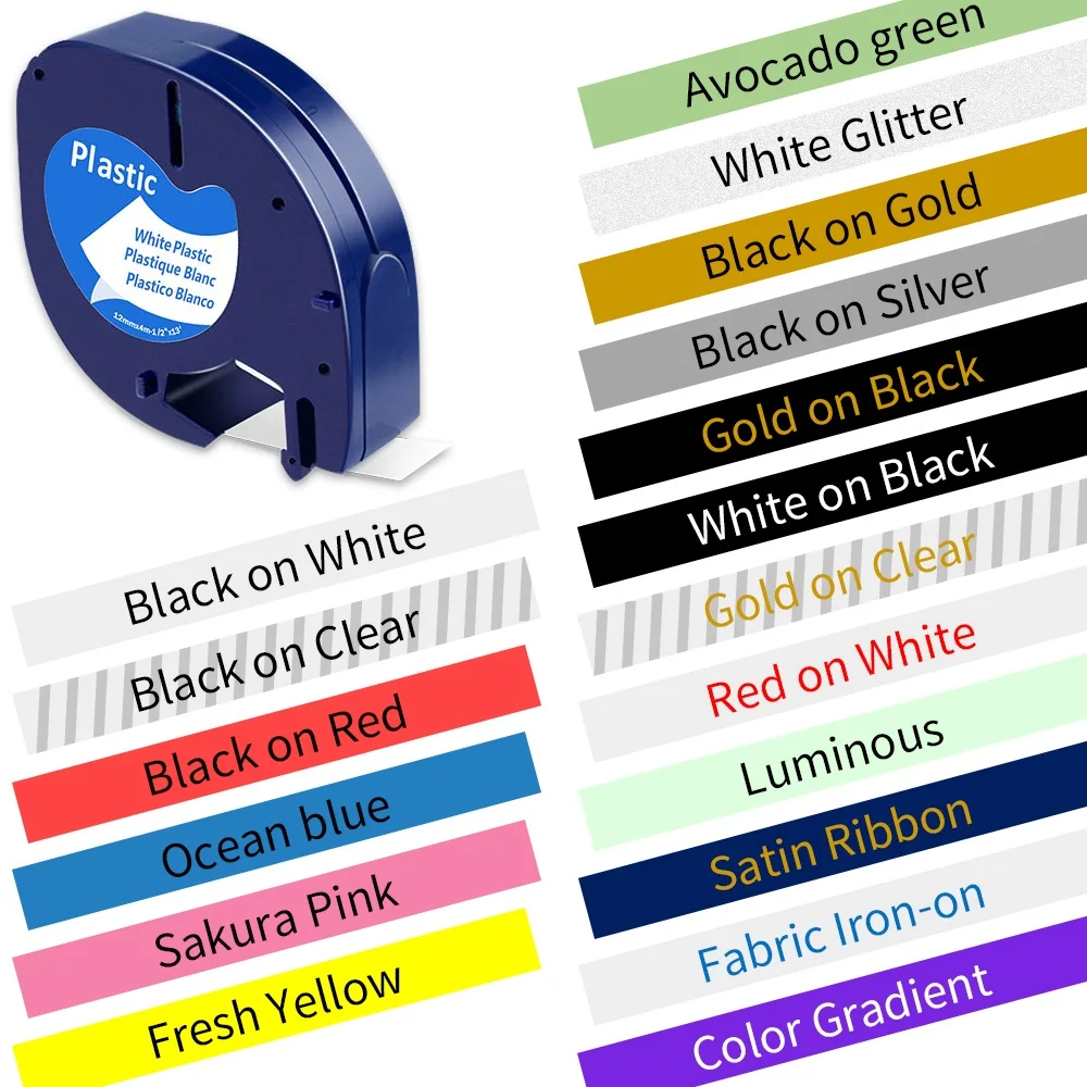 30 Couleurs Compatible Dymo LetraTag Label Tape 91221 91201 pour DYMO 