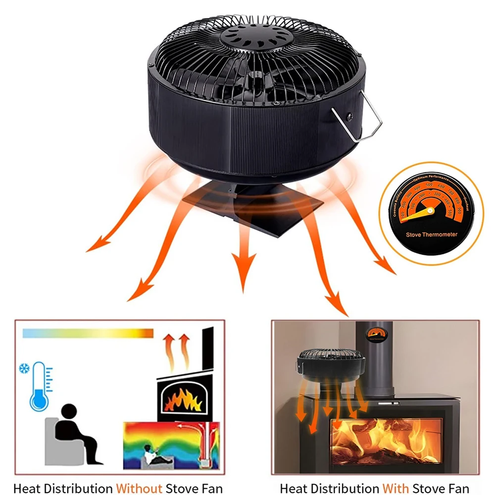 5BladeStoveFanHeatPoweredFreeStandingFireplaceFanFireHeater