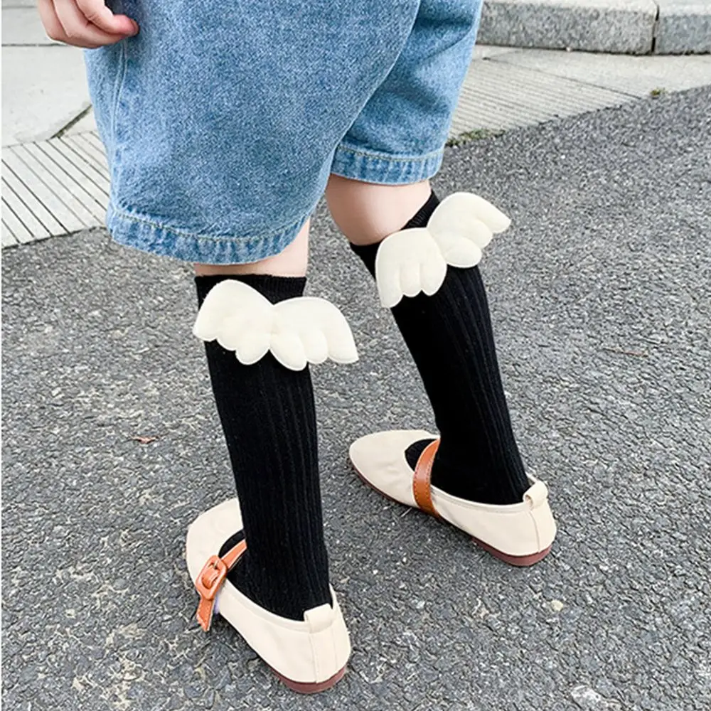 

Adorable Sweet Anti-mosquito High Quality Cotton Angel Wing Hosiery Korean Style Stockings Knee High Socks Kid Girls Socks