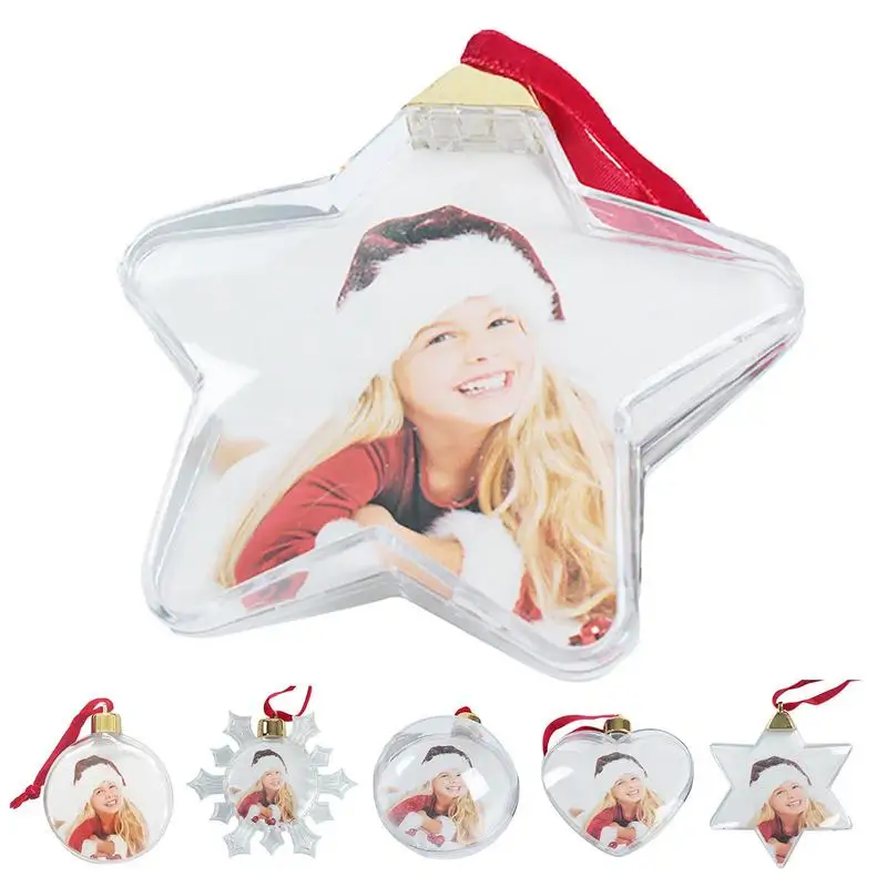 

Xmas Photo Baubles Christmas Tree Transparent Baubles Ball Frame Ornament Holiday Party Valentine Day Decorations For Wall