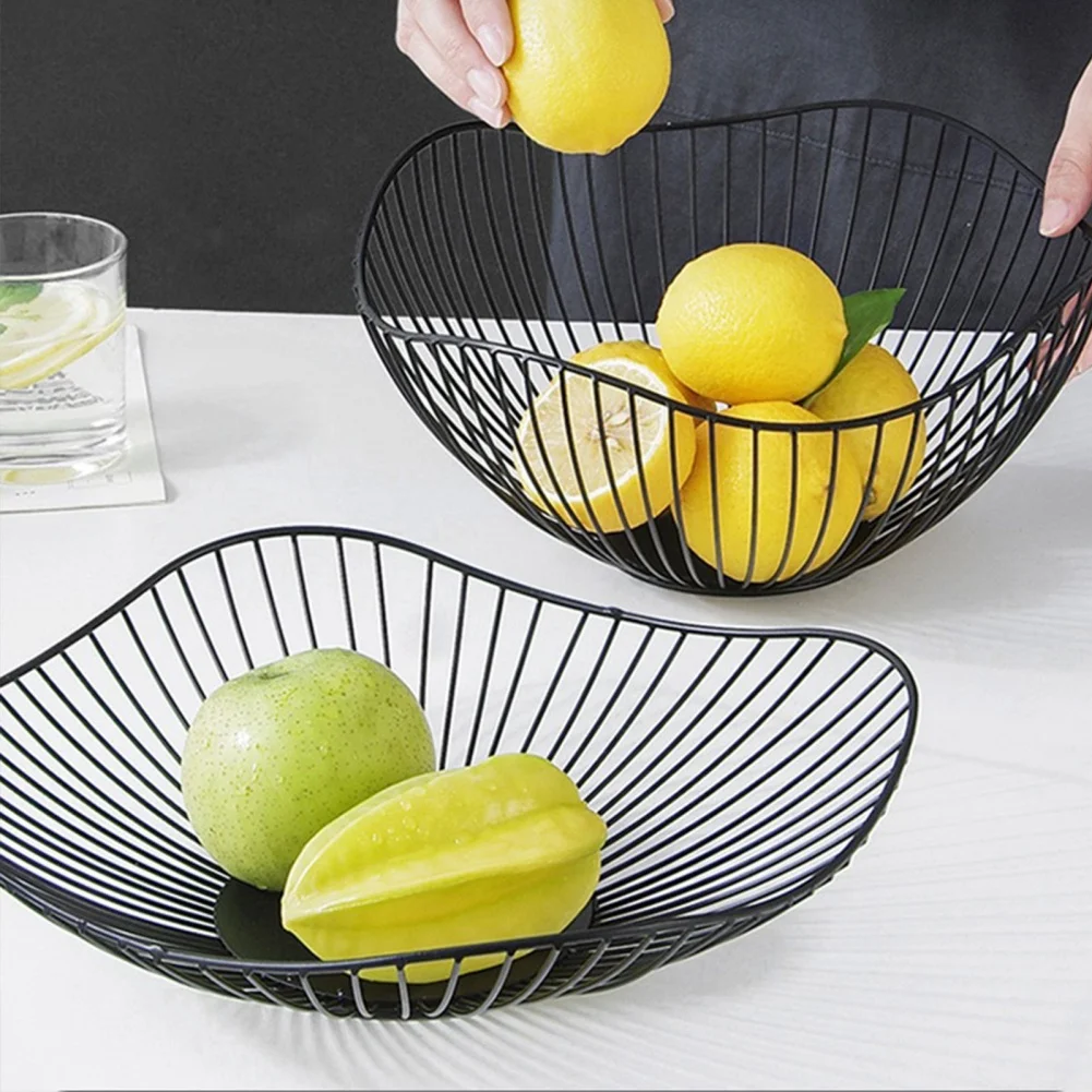 Multi-Size Iron Fruit Basket Durable Metal Wire Storage Bowl Eggs Snacks Bread Dining Table Indoor Cosmetics Storage Basket