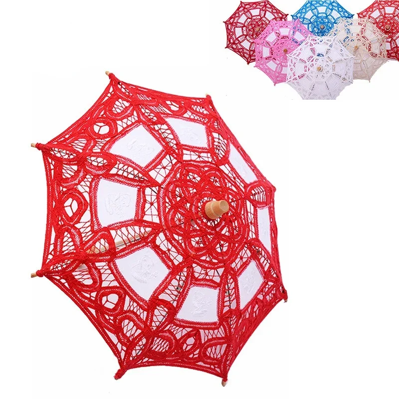 White Lace Bridal Umbrella Flower Girl Little Sun Umbrella For Wedding Bride Lace Parasol For Kids Sombrilla Vintage