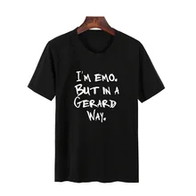 

I'M Emo But In A Gerard Way T Shirt Women Harajuku O Neck Cotton Short Sleeve Summer Funny Music Tee Mcr Band Fan Pun Tops