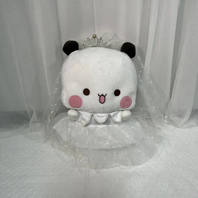 Versión de vestido de novia Bubu Panda de peluche de dibujos animados periféricos oso panda muñeca Kawaii peluche suave almohada juguete niños regalos de Navidad