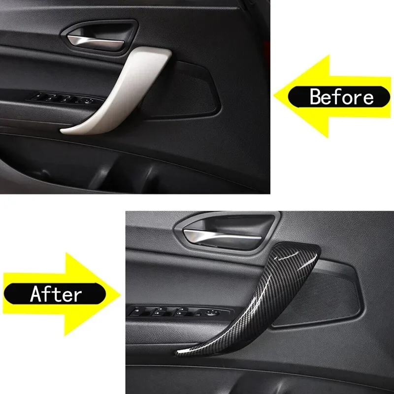 탄소 섬유 스타일 인테리어 문짝 핸들 패널 트림 커버, 좌우 측면 장식 부품, BMW 1, 2 시리즈, F20, F21, F22, F23 용, 2 개, 4 개