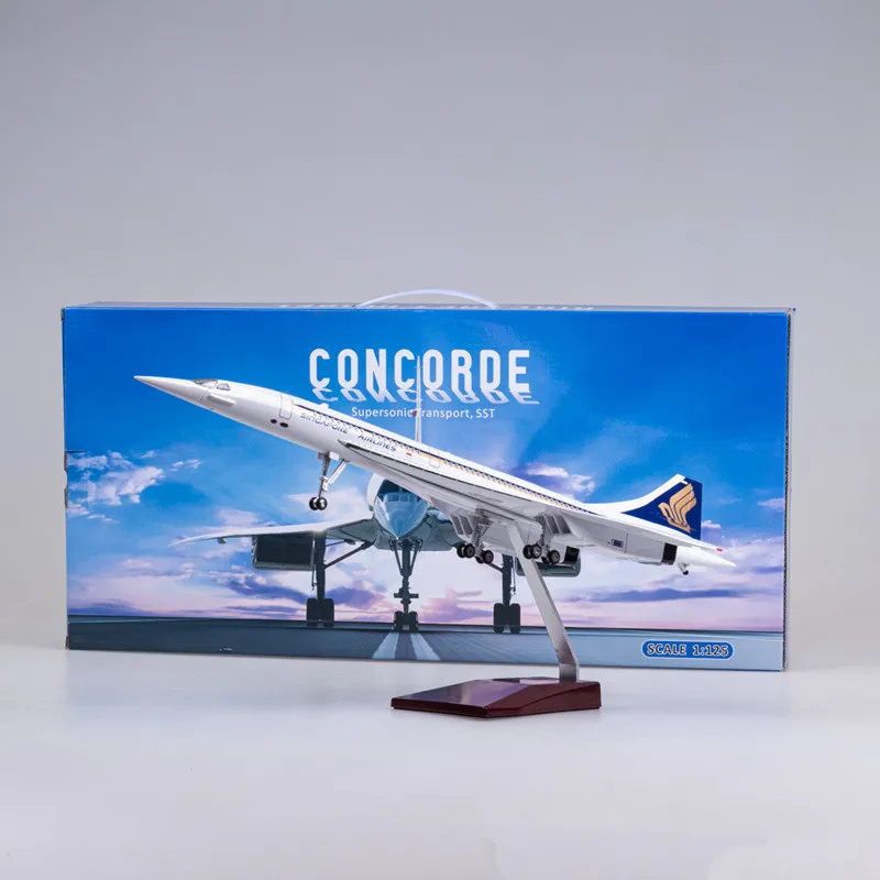 

50 cm 1:125 Scale Model Singapore Airlines Concorde Diecast Resin Aircraft With Wheels and Lights Gifts Collection Display Toys