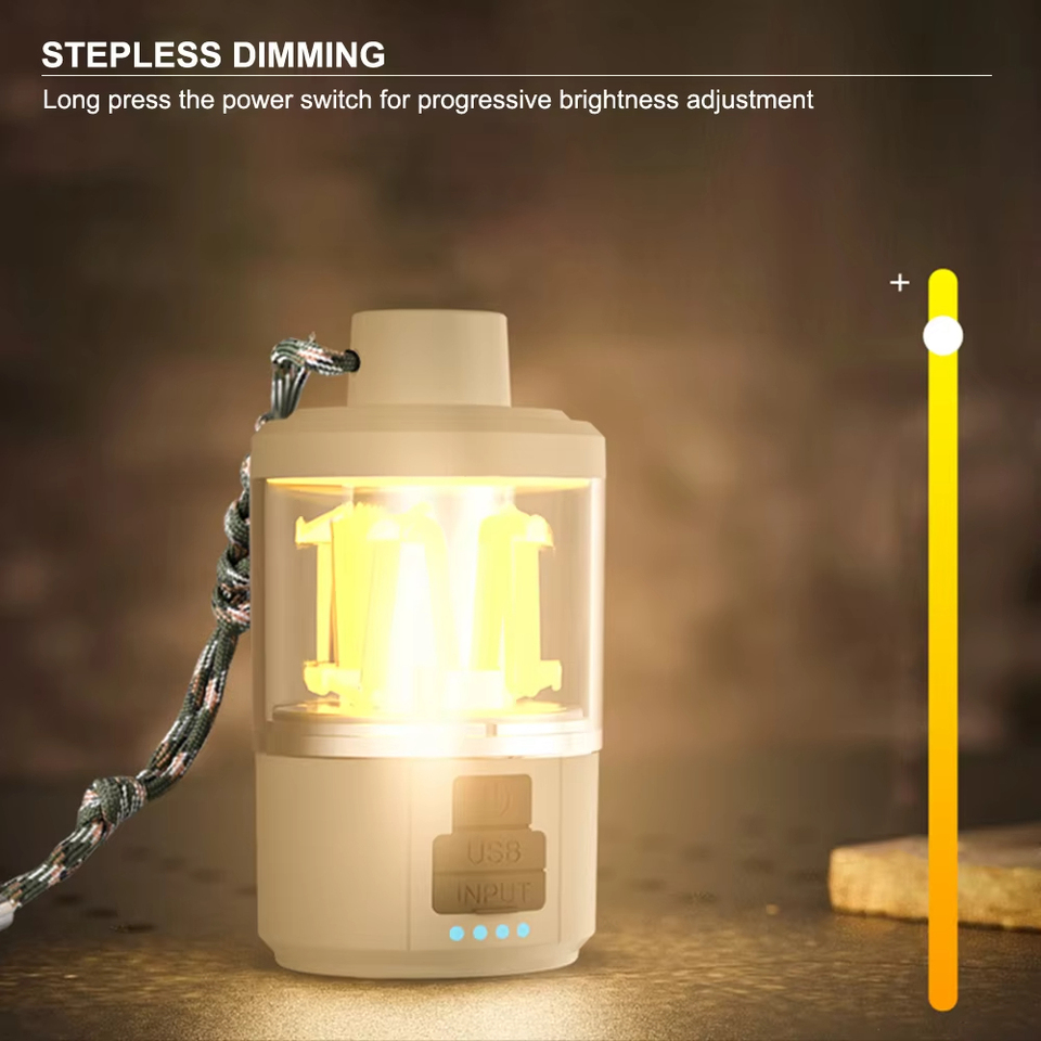 Portable Warm Camping Lights Strong LED Lantern Flashlight Rechargeable Outdoor Emergency Fishing Tents Tungsten Lamp