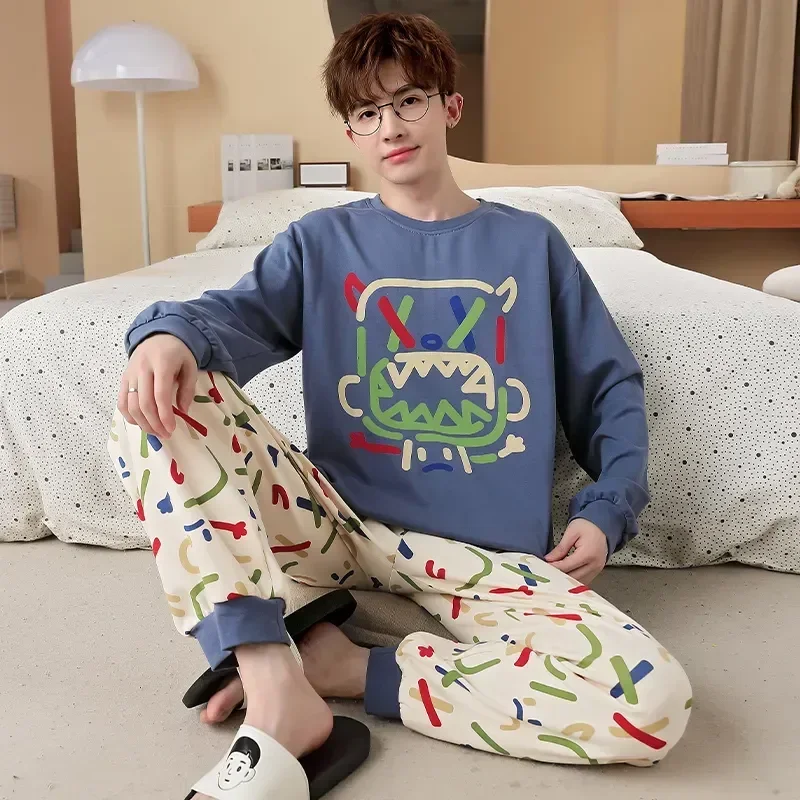 

Couple Home Sets Spring Men Pajamas Fashion 9 Sleep 100% Women Cotton Pyjamas For Style Lover Sweet Cartoon Wear Student