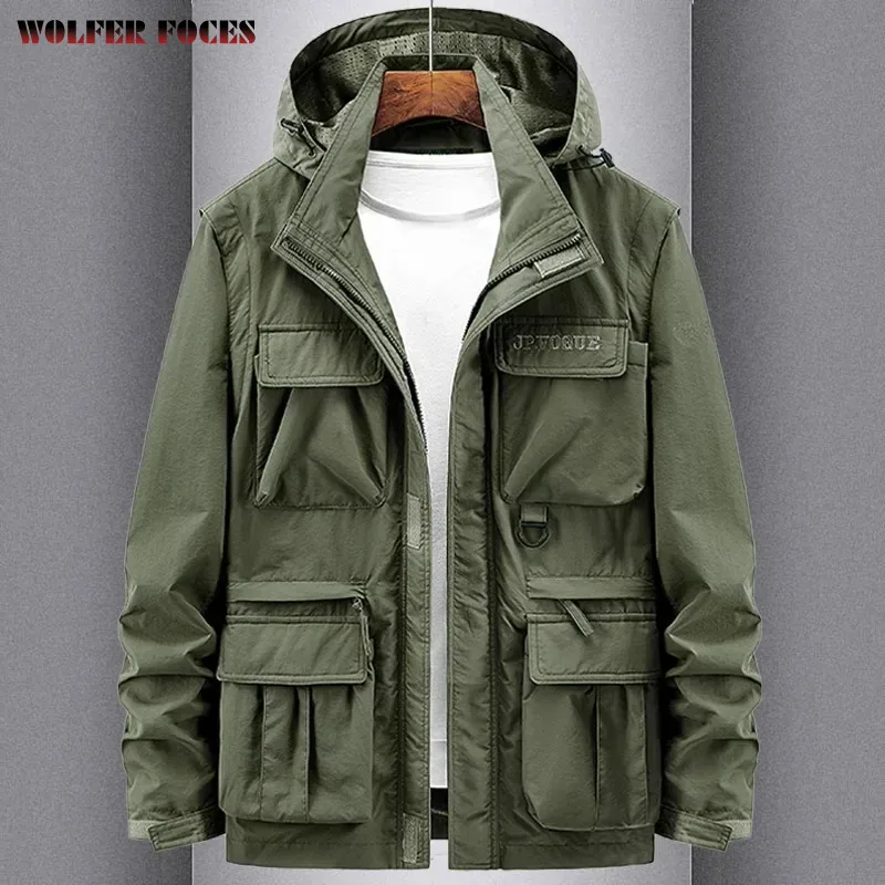 Hooded Vintage Lightweight Padded Tactical Jackets Designer Clothes Man Men Waterproof Men's Autumn Knitted Coat Mens  Trench