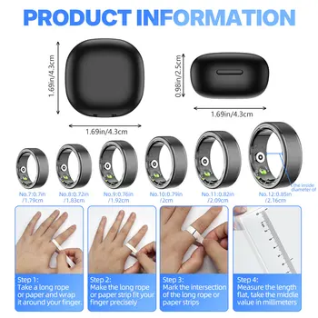 EIGIIS Smart Ring Wearable with Heart Rate/Blood Oxygen/Sleep Monitor 5ATM Waterproof Fitness Ring Health Tracker for Men Women 2