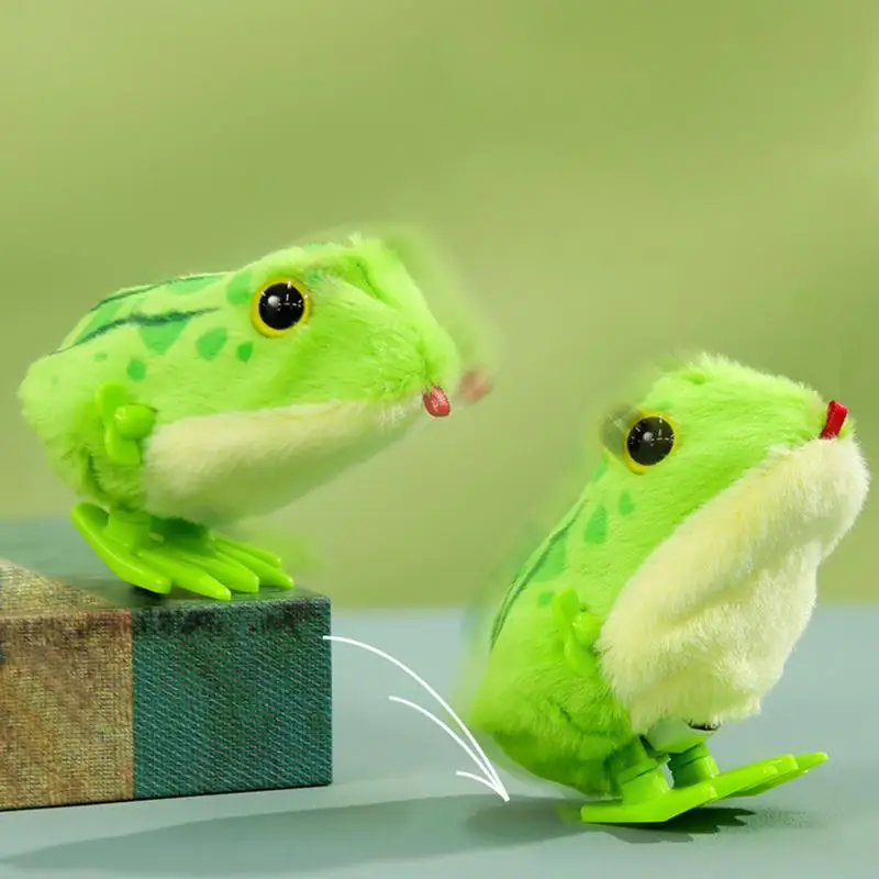 Fun Kids Plush Frog Wind Up Toys Jumping Frog Toy Birthday Gifts Pinata Stuffing Christmas Fiesta Goodies Game