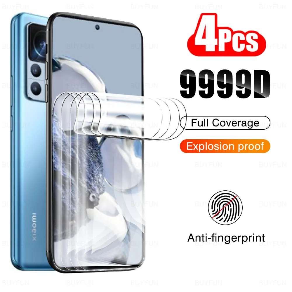 

4PCS Hydrogel Film For Xiaomi 12T Pro Mi12T 12TPro Full Cover Clear HD Screen Protector Transparent Soft Protective Film