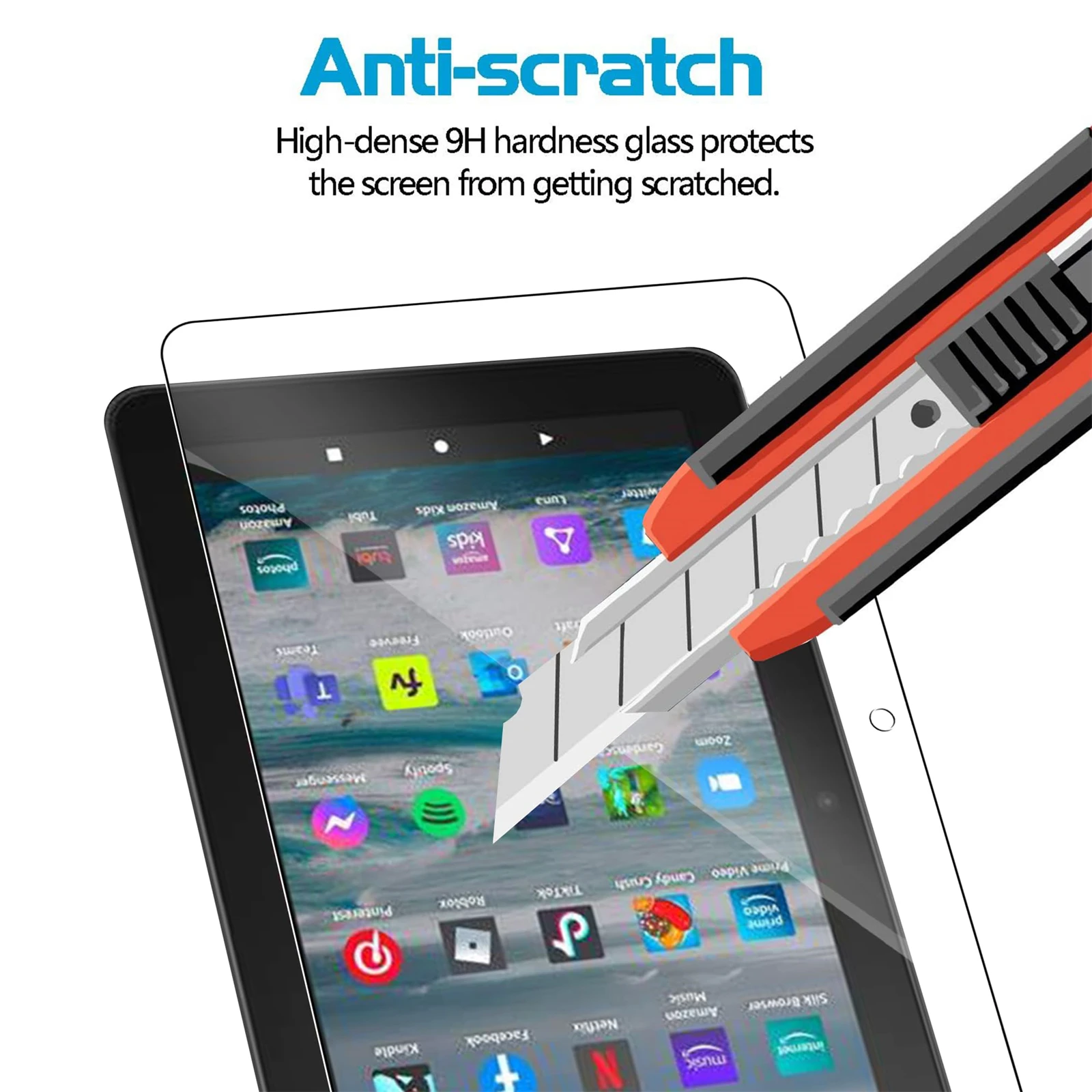 Screen Protector for Amazon Fire 7 2022/Fire 7 Kids 2022 (12th Generation,7 inch) Tempered Glass Anti-Scratch HD 9H Hardness 6
