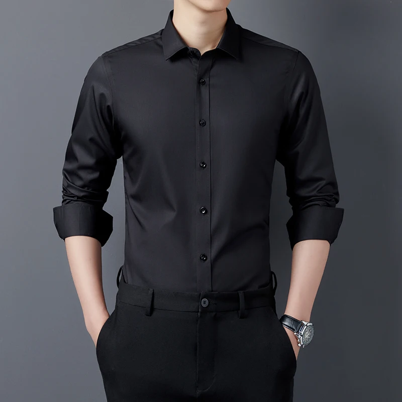 Men Long Sleeve Formal Polo-Neck Shirts Business Casual dress shirts men casual shirts