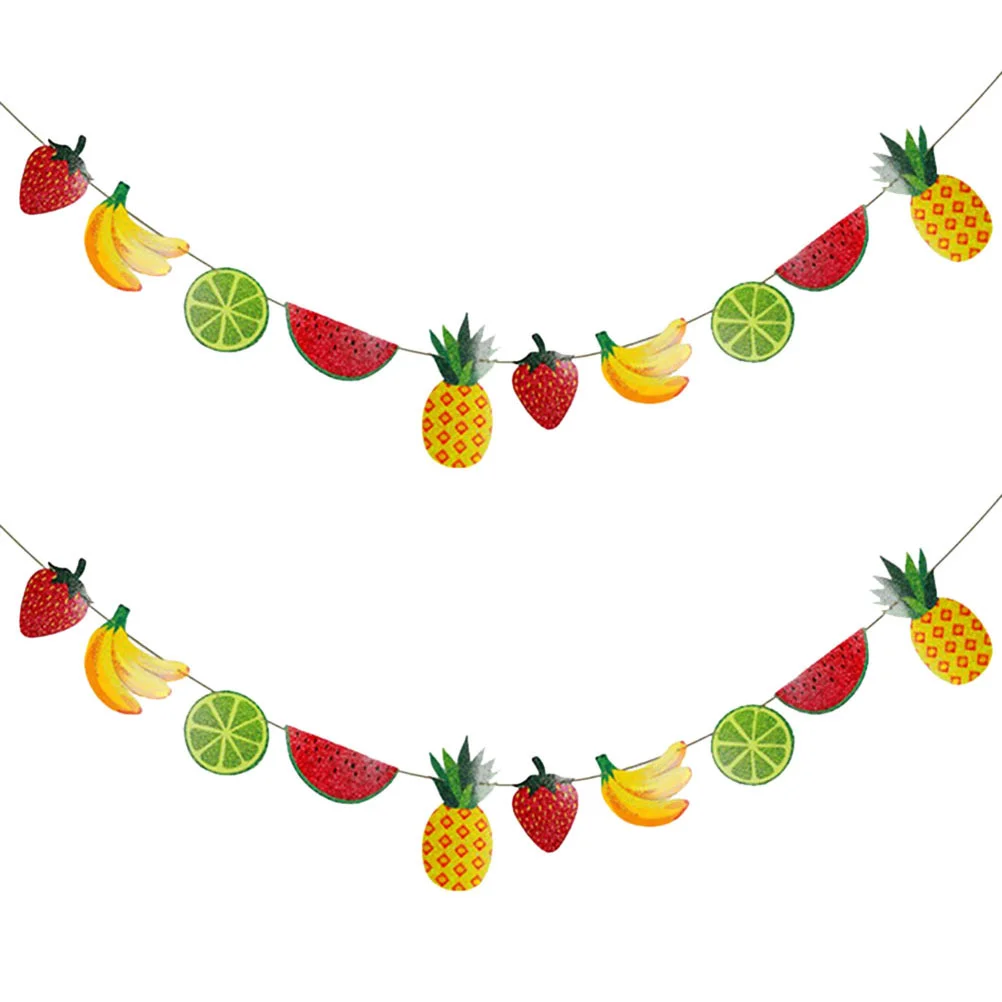 

2 Pcs Summer Party Decor Banner Fruits Theme Decoration Flower Garlands Food Watermelon