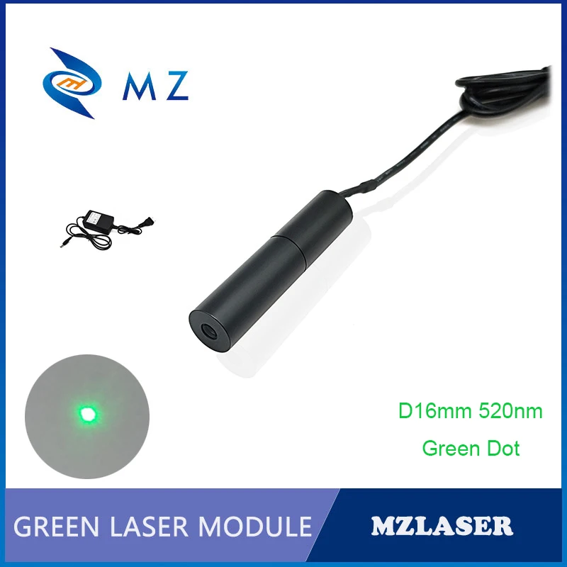 

Green Dot Laser Module D16x90mm 520nm 10/20/30/50mw Single-Mode With Adapter Supply Industrial Grade