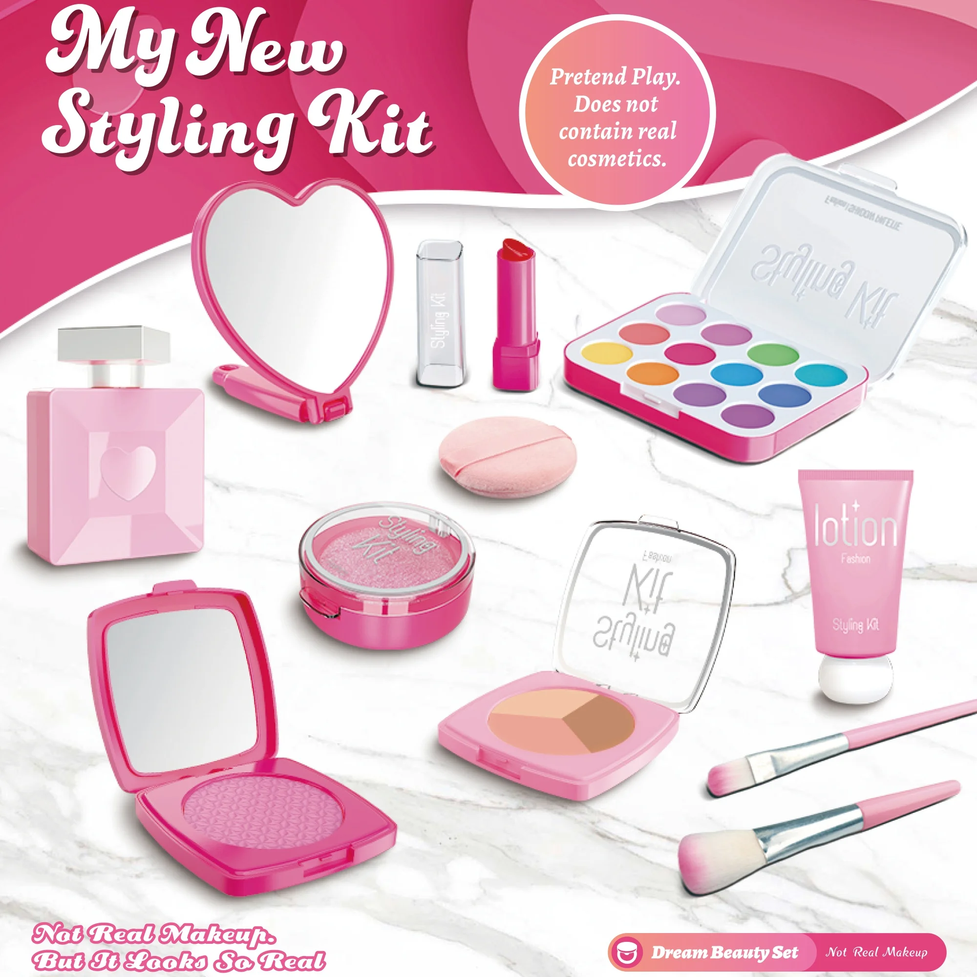 Play Makeup Toy Model-Lipstick and Eyeshadow Kit, Girl Princess Makeup Set，Birthday Gift, Pretend Play, Can't Really