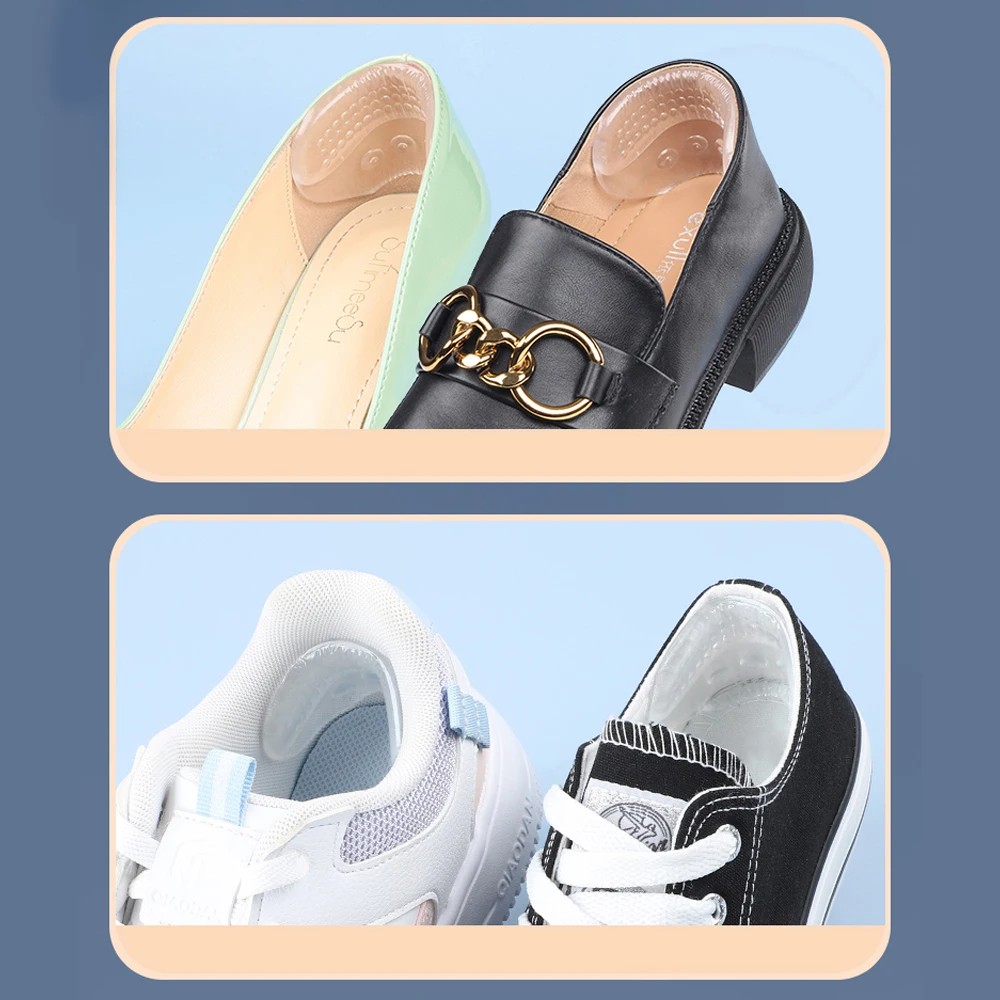 2pcs Silicone Heel Cushion Pads for Shoes Women Antiwear Foot Pad Non-Slip Heel Protector Sticker Shoe Adjustable Size Inserts