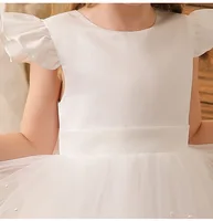 Robe longue en Tulle pour filles, avec détail de nœud, à paillettes, robe de princesse de fête d'anniversaire pour enfants, Costume de luxe pour enfants 4