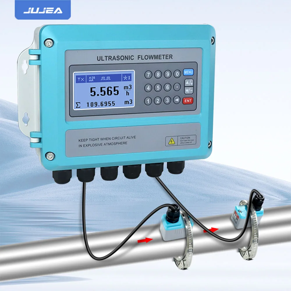 Portable Flow Meter Battery Power Supply DN15 Pipe Flowmeter 1.5 Level Accuracy Ultrasonic Flow meter
