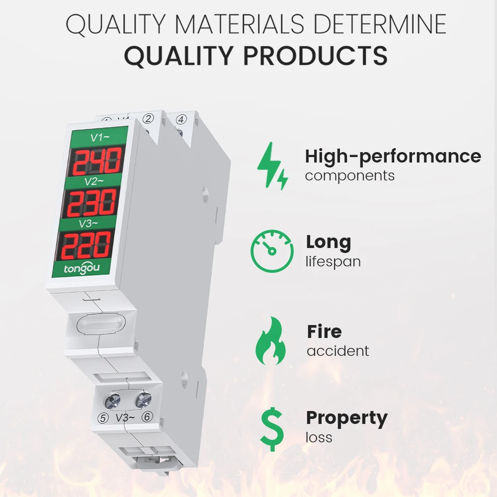 TONGOU ̴  а  ǥñ,   Ʈ, 3   跮, AC 60V-450V, LED  ÷ 