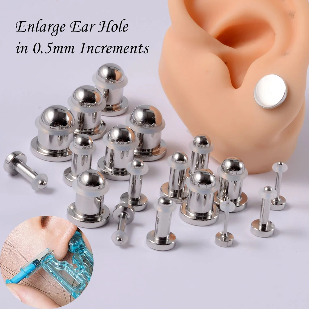 1/19pcs 316L Surgical Steel Mirror Face Ear Plugs Ear Gauge with O-Ring Strenghted Ear Expander Tunnels Body Piercing Jewelny