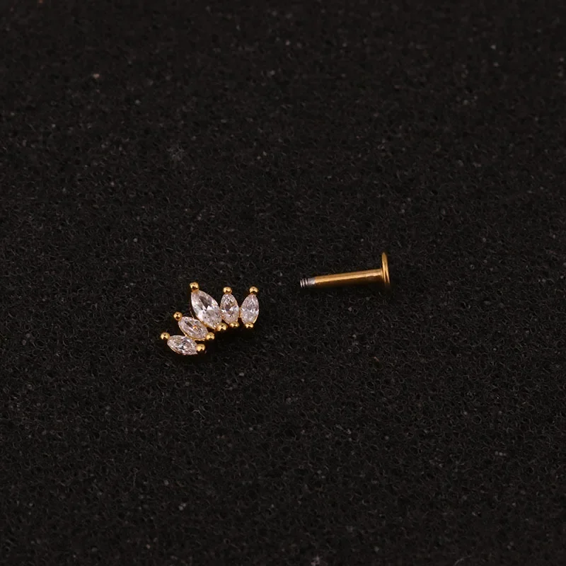 Ear Piercing Jewelry 1PC 16G Cross Heart Flower Crown Stainless Steel Labret Lip Bar Rings Stud