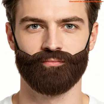 E06E Costume da barba marrone con texture in pelliccia sintetica Accessori cosplay Halloween per spettacoli teatrali e
