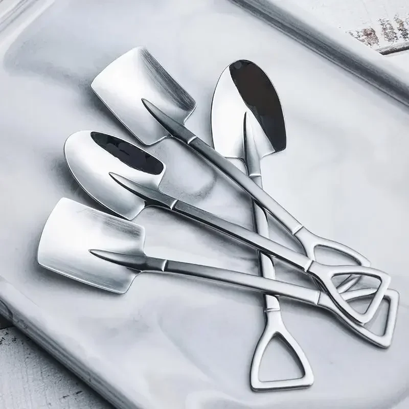 Picnic Cutlery Set Western Style Cutlery Set Picnic Tableware Camping Cutlery Set Stainless Steel Cutlery Set Cutlery Set Wooden Cutlery Set 1PCS Coffee Spoon Shovel Spoons TeaSpoons Creative Spoon For Ice Cream Stainless Steel Dessert Scoop Tableware