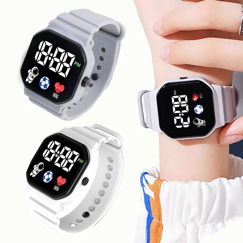 

Детские электронные наручные часы для мальчиков и девочек, дисплей недели, водонепроницаемые спортивные часы с силиконовым ремешком для студентов, Montre