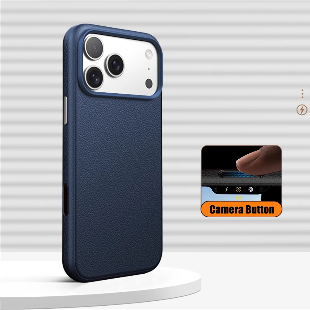 Luxury Business PU Leather Magnetic Phone Case - Light, Thin, Shockproof, and Magsafe-Compatible Wireless Charging Cover