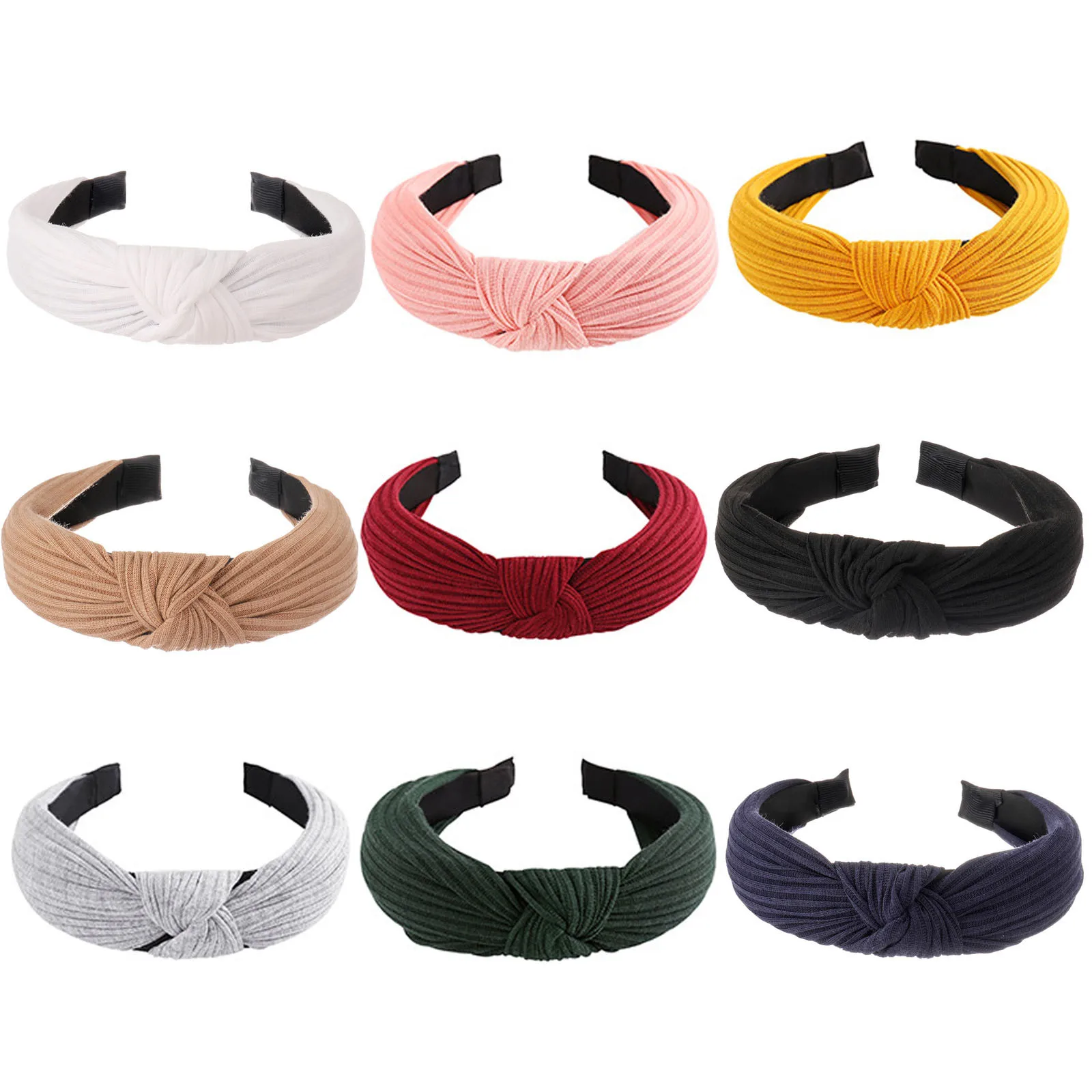 

Knotted Headbands For Women Girls 9 Pcs Wide Plain Turban Headband Fashion Cross Knot Hair Bands With Solid Colors 2024 New