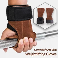 Bench Press Weight Lifting Wrist Hooks Straps Cowhide Deadlift Gloves and Grip Pads for Fitness Gym Training Dumbbell Pull-Up 1