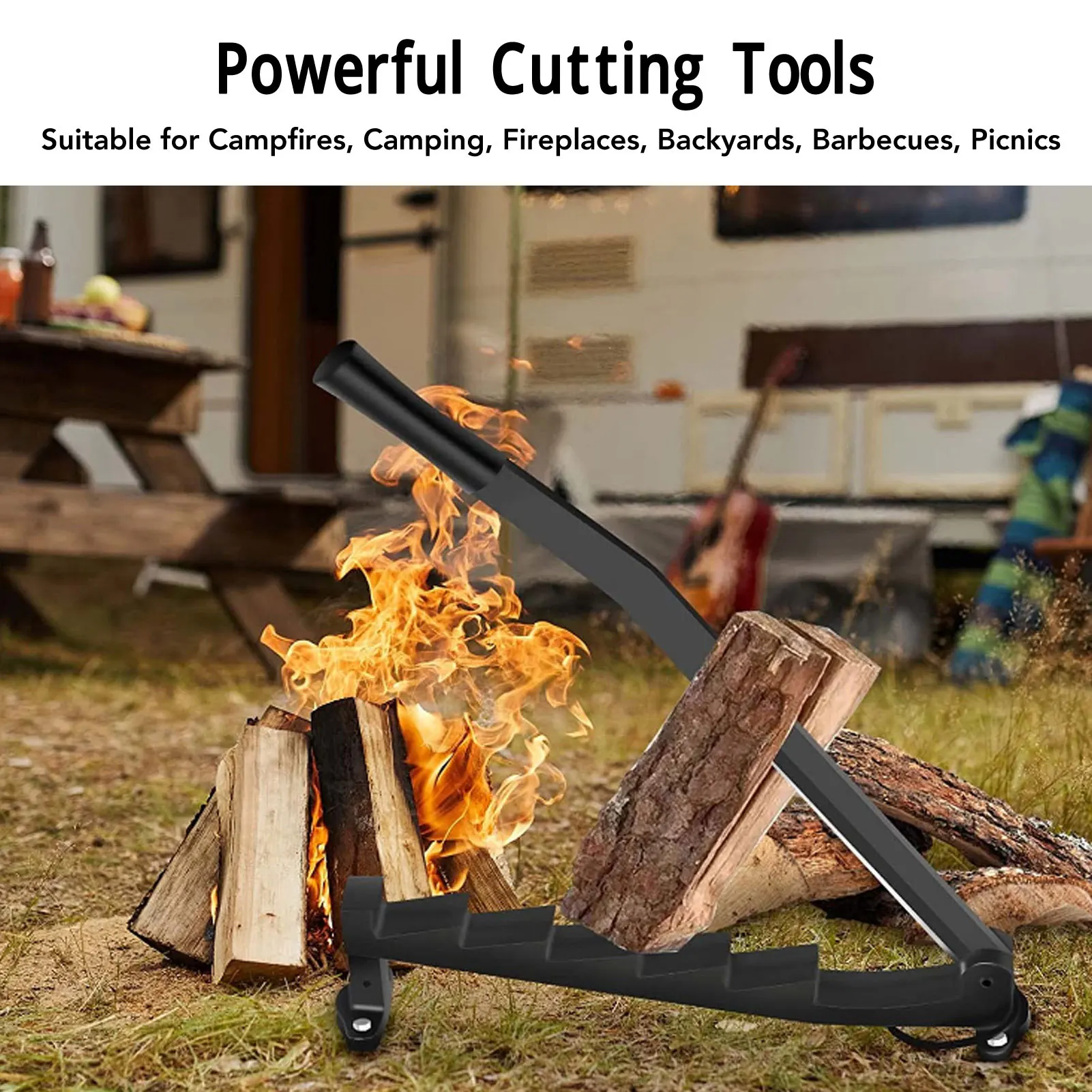 Hand Log Splitter Wall Mounted Kindling Splitter High Carbon Steel Detachable Powerful Wall Mounted Log for Home
