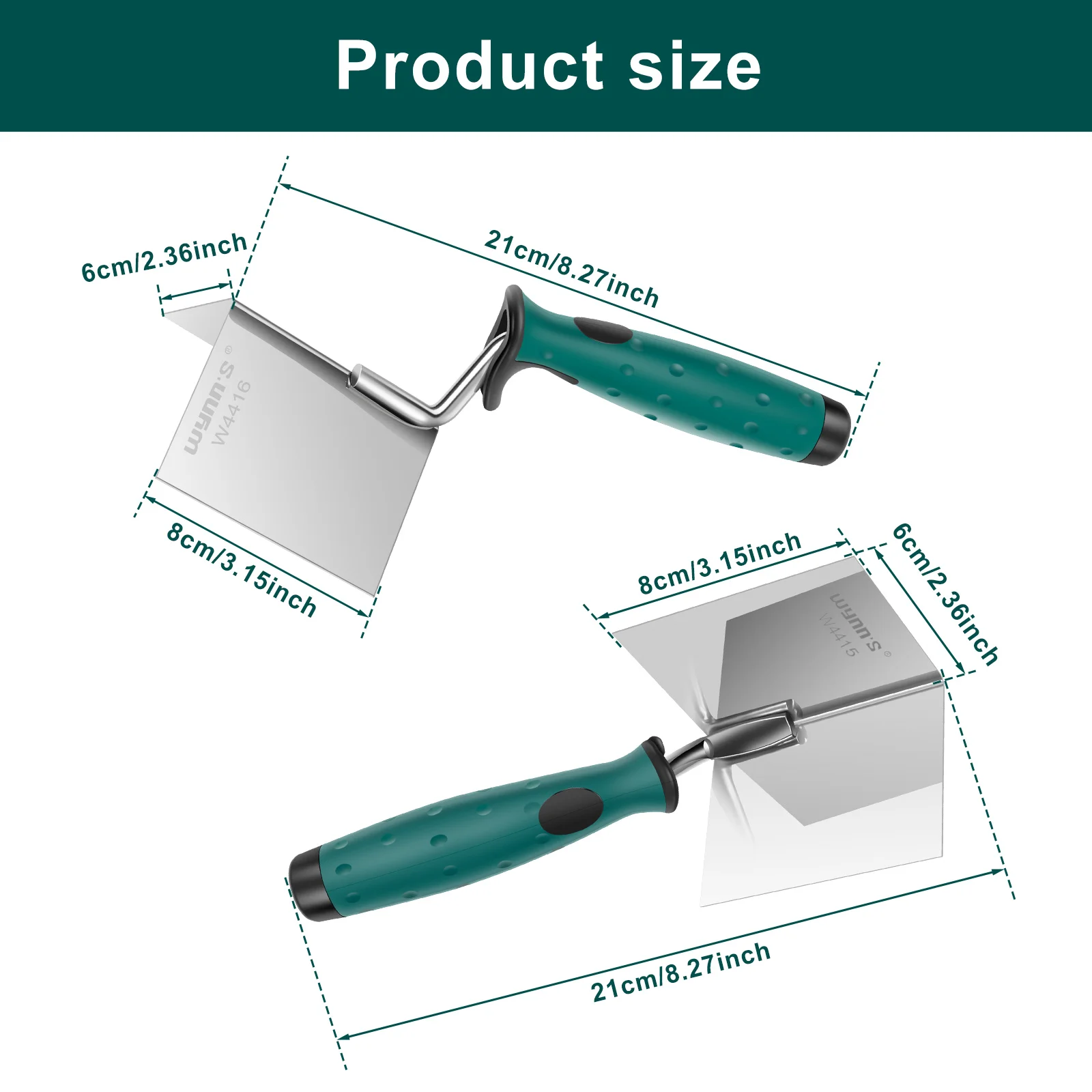 2Pcs Drywall Corner Tool Set 3inch Stainless Steel External and Internal Corner Trowel Drywall Outside Finishing Tool