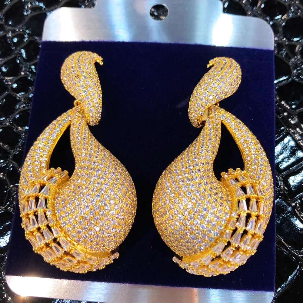 

Missvikki Роскошные Большие Подвесные серьги для женщин кубический циркон Свадебные ювелирные изделия подарок нигерийское Катар женские серьги подарок