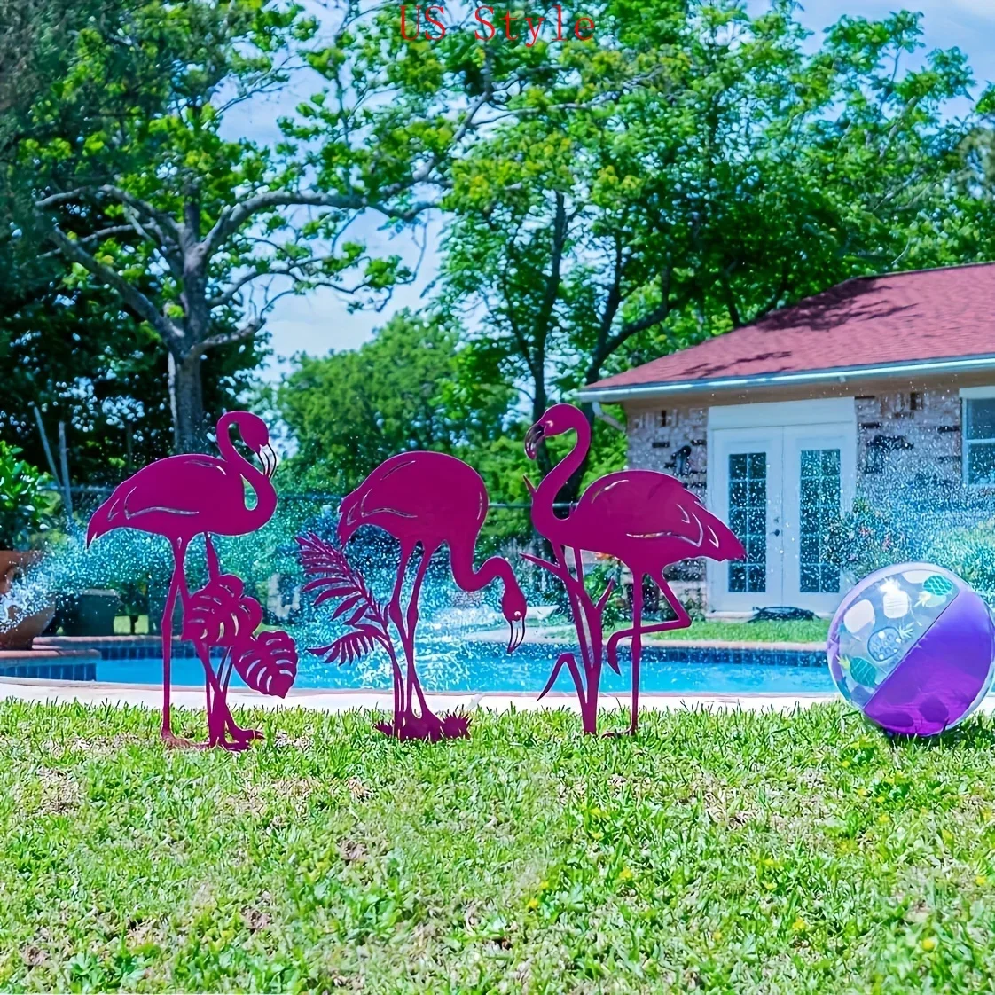 

Flamingo Hollow Dust Proof decor Wrought Iron Art Sculpture Garden Metal Home Garden Yard Outdoor Statue Stake Decoration Garde