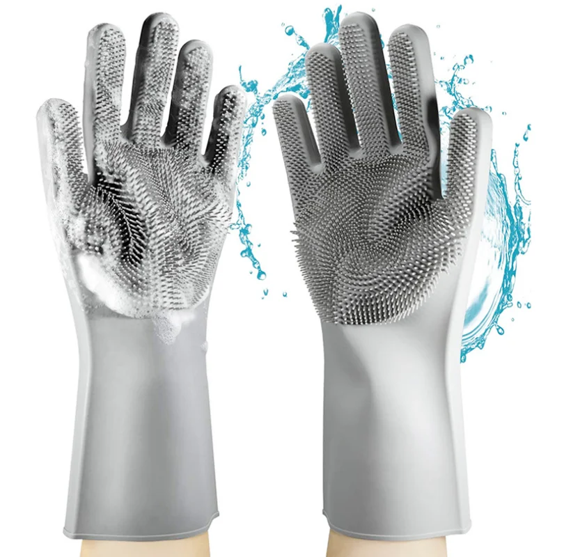1 Pair Dishwashing Cleaning Gloves Magic Silicone Rubber Dish washing Gloves for Household