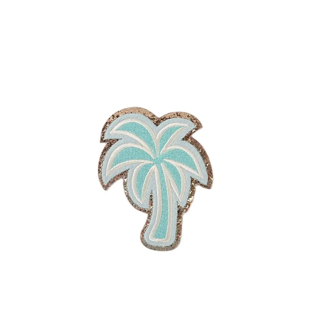 

Coconut Tree Glitter Chenille Embroidered Patches IRON ON SEWING BADGE Embroidery Appliques Stickers Handmade Sewing Scrapbook