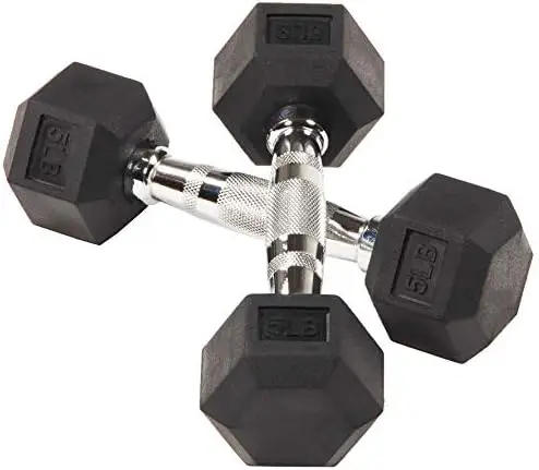 

Rubber Coated Hex Dumbbell Weight Set and Storage Rack, Multiple Packages
